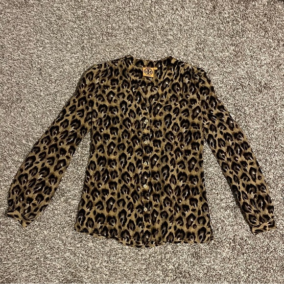 Tory Burch leopard cheetah silk blouse 0 - Picture 1 of 8